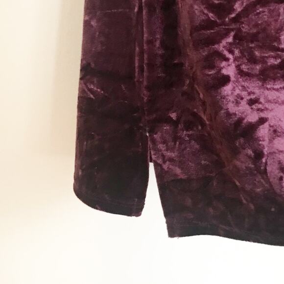 Chicos Stretchy Burgundy Crushed Velvet Velour Relaxed Short sleeve tee Top 1 M - Picture 4 of 9